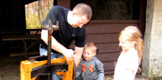 Operating the cider press