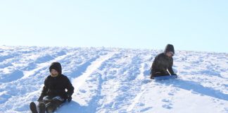 Snow day sledding