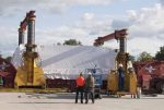 Steel press delivery draws a crowd to Almco Steel