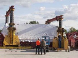 Steel press delivery draws a crowd to Almco Steel