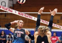 Raiders head for volleyball semifinal, topping Warriors