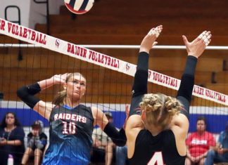 Raiders head for volleyball semifinal, topping Warriors